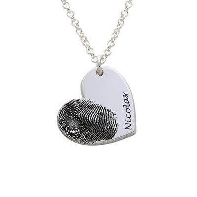 Personalized Fingerprint Heart shaped Necklace with Name