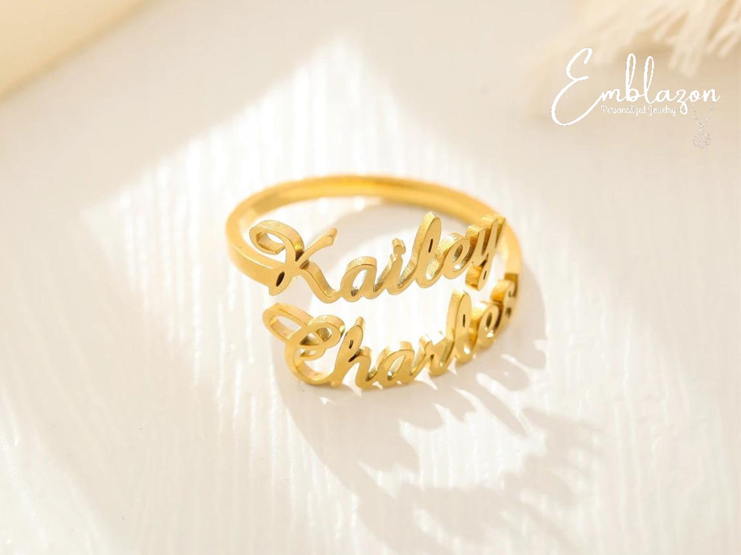 Personalized Two Names Adjustable Ring