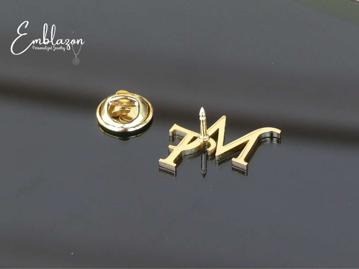 Personalized Initials - Lapel Pin - Unique Letter - Custom Logo - Label Brooch - - Gift for Men Groom