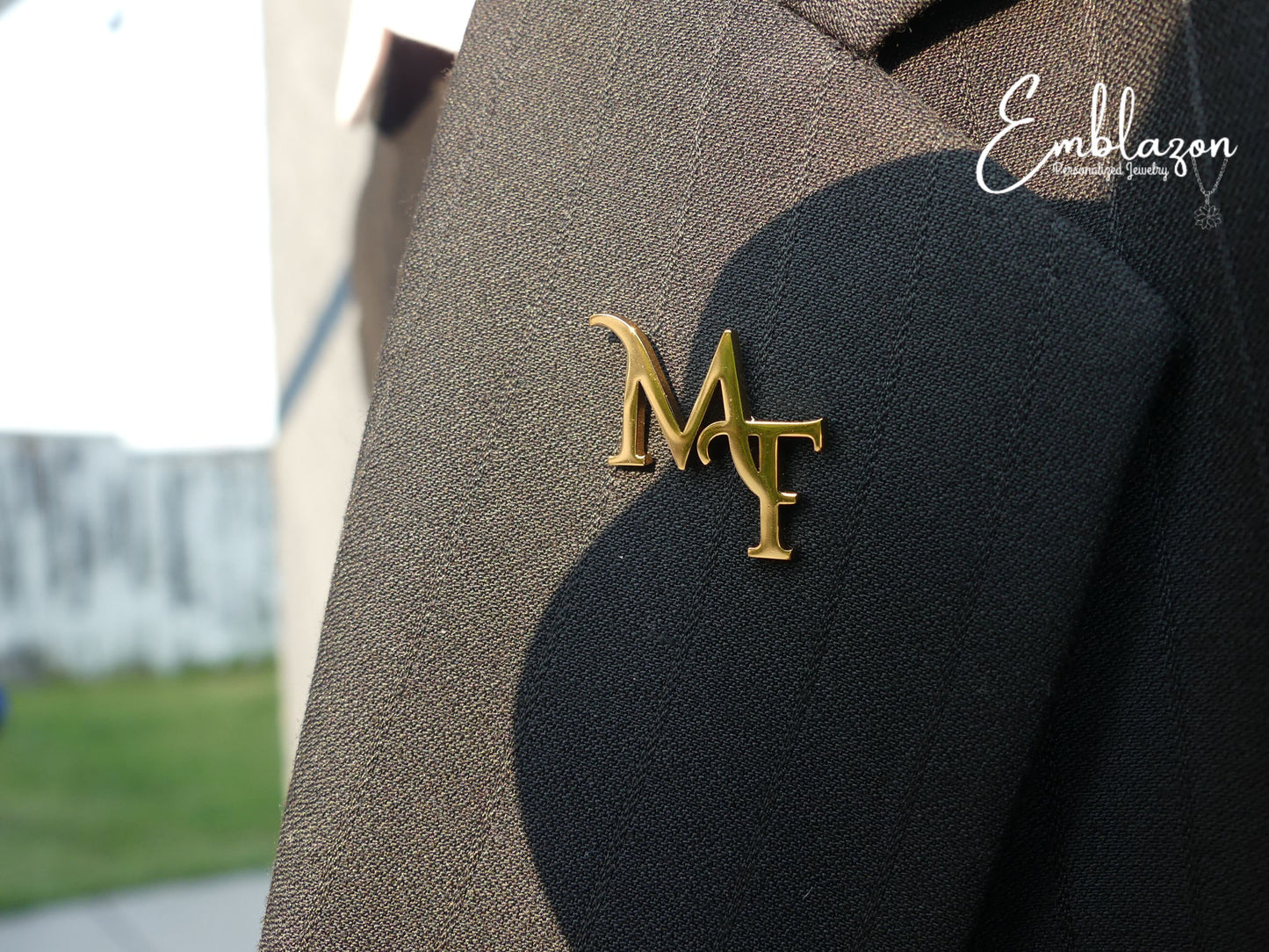 Personalized Initials - Lapel Pin - Unique Letter - Custom Logo - Label Brooch - - Gift for Men Groom