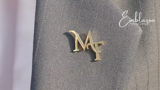 Personalized Initials - Lapel Pin - Unique Letter - Custom Logo - Label Brooch - - Gift for Men Groom